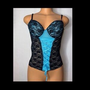 Elegant Lace Corset in Black and Blue